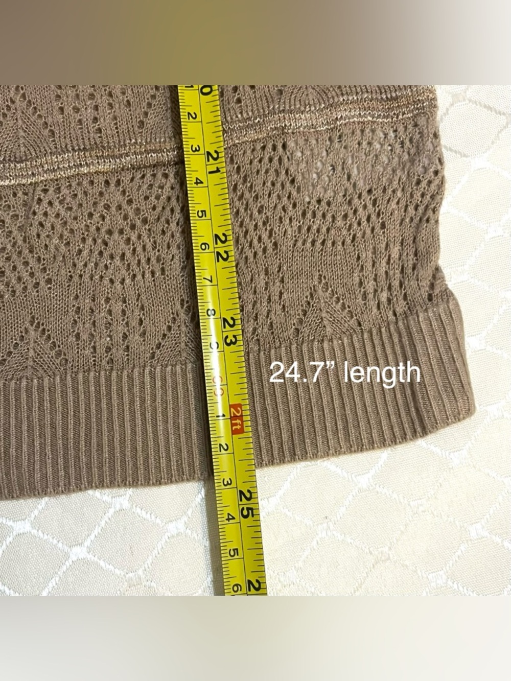 🛍️ $5 ADD-ON | Y2K Suzy Shier Beige-tan Unique Pattern Lightweight Sweater - Picture 6 of 13